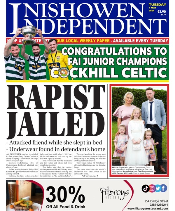 Front page of current edition of Inishowen Independent