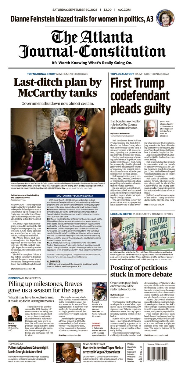 Where to find an updated edition of Friday's Atlanta Journal-Constitution